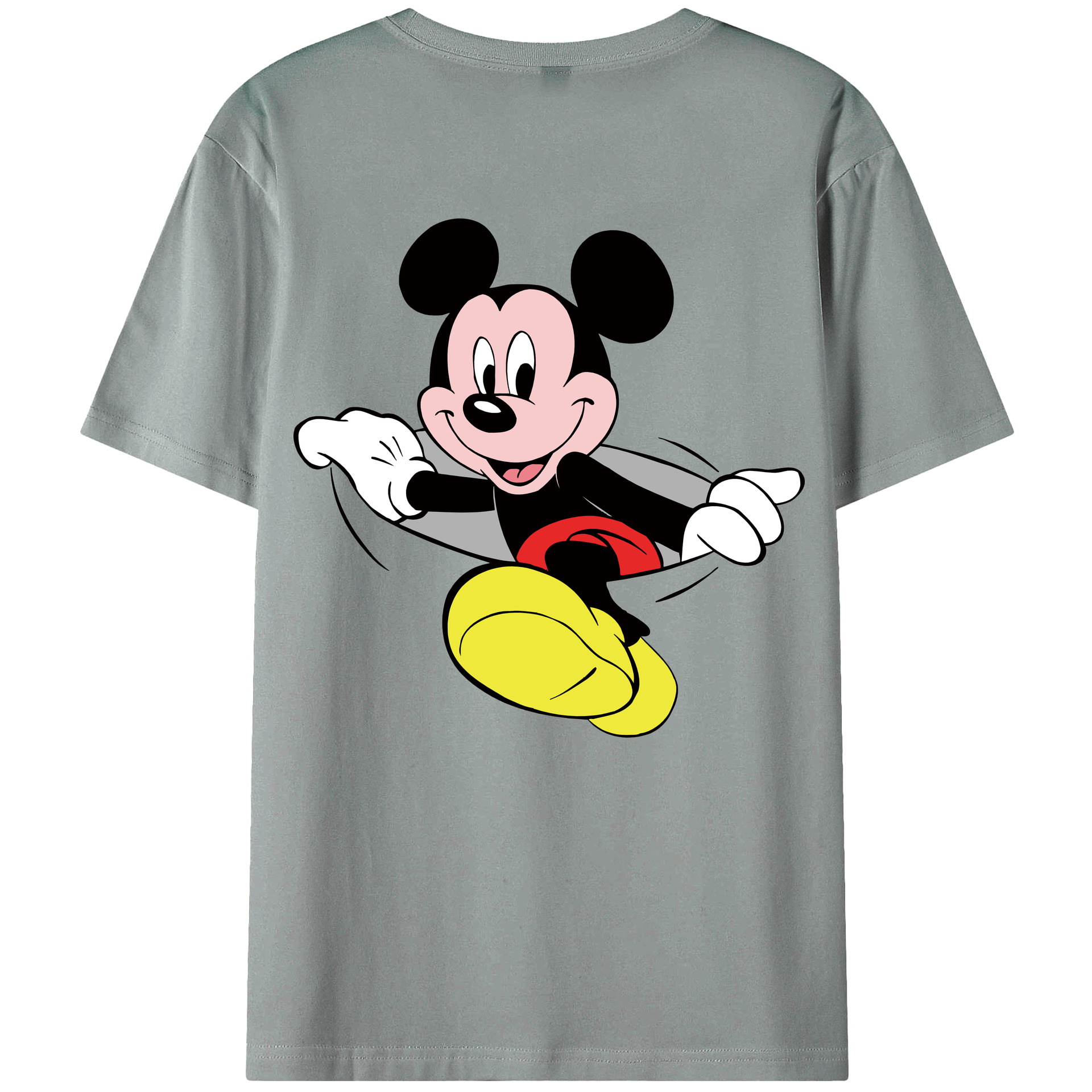 ミッキーマウス Mickey Mouse 綿100％ メンズ半袖Tシャツ（バックプリント） 通気性